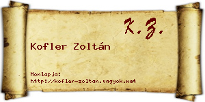 Kofler Zoltán névjegykártya