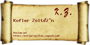 Kofler Zoltán névjegykártya